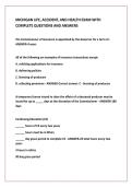 MICHIGAN LIFE&comma; ACCIDENT&comma; AND HEALTH EXAM WITH  COMPLETE QUESTIONS AND ANSWERS