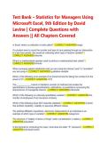Test Bank for Statistics for Managers Using Microsoft Excel 9th Edition Levine &vert; All Chapters