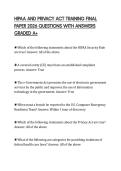 HIPAA AND PRIVACY ACT TRAINING FINAL PAPER 2026 QUESTIONS WITH ANSWERS GRADED A&plus;