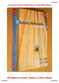 Complete test bank with answer guide &ndash; Business mathematics in Canada &lpar;10th edition&rpar; By F&period; Ernest Jerome & Tracy Worswick &vert; All chapters covered &vert; Grade A &vert; Latest edition
