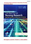 Complete test bank with answer guide &ndash; Burns and Grove's the practice of nursing research&colon; Appraisal&comma; synthesis&comma; and generation of evidence &lpar;9th edition&rpar; All chapters covered &vert; Grade A &vert; Latest edition