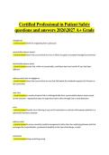 Certified Professional in Patient Safety &ndash; Questions and Answers 2026&ndash;2027 &vert; Comprehensive patient safety exam study guide for an A&plus; grade