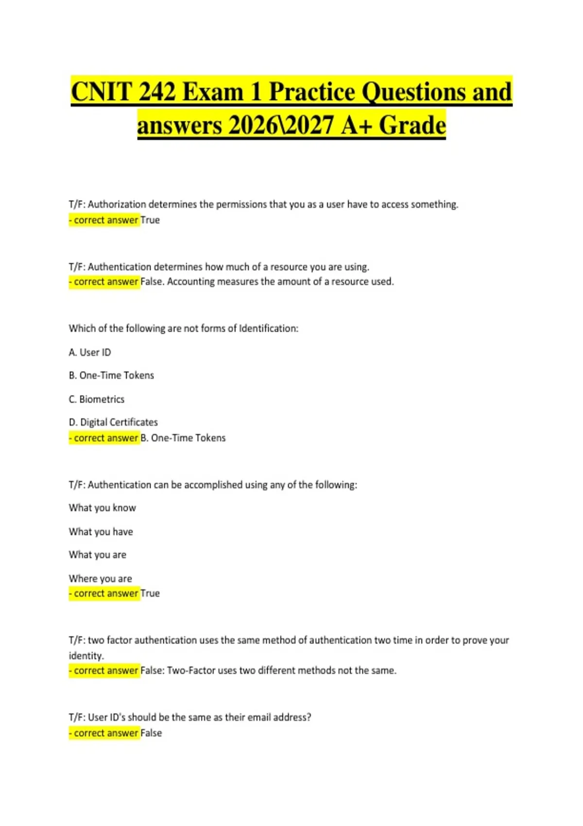 CNIT 242 – Exam 1 Practice Questions and Answers 2026–2027 ...