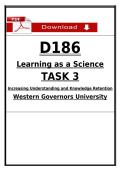 D186 Task 3 Passed &lpar;2026&rpar; &vert; WGU Learning as a Science &ndash; Knowledge Retention