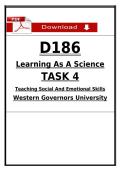 D186 Task 4 Passed &lpar;2026&rpar; &vert; WGU Learning as a Science &ndash; Social Emotional Skills