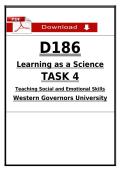 D186 Task 4 Passed &lpar;2026&rpar; &vert; WGU Learning as a Science &ndash; SEL Skills