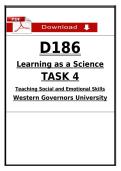D186 Task 4 Passed &lpar;2026&rpar; &vert; WGU Learning as a Science &ndash; Social Emotional Skills