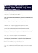 MDA Chapter 43 Restorative and Esthetic Dental Materials - Key Terms and Recall Questions