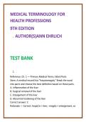 Medical Terminology Test Bank 2026 &vert; Ann Ehrlich 9th Ed &vert; Nursing & Allied Health MCQs Study Guide