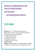 Medical Terminology Test Bank 2026 &vert; Ann Ehrlich 9th Ed &vert; Nursing & Allied Health MCQs Study Guide