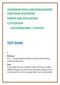 Leadership Roles & Management Functions in Nursing Test Bank 2026 &vert; Huston 11th Ed &vert; 50 MCQs per Chapter