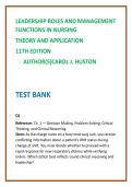 Leadership Roles & Management Functions in Nursing 11th Ed Test Bank &vert; Huston Nursing Leadership MCQs 2026