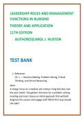 Leadership Roles & Management Functions in Nursing 11th Ed Test Bank &vert; 2026 NCLEX Leadership & Management MCQs