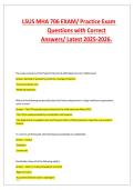 LSUS MHA 706 EXAM&sol; Practice Exam Questions with Correct Answers&sol; Latest 2025-2026&period;