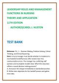 Nursing Leadership & Management Test Bank 2026 &vert; Huston 11th Ed &vert; Leadership Roles & Management Functions MCQs