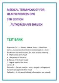 Medical Terminology Test Bank 9th Ed Ann Ehrlich &vert; Nursing Test Bank 2026 &vert; Health Professions MCQs Study Guide