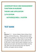 Leadership Roles & Management Functions in Nursing 11th Edition Test Bank &vert; Nursing Leadership & Management MCQs 2026