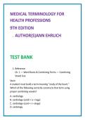 Medical Terminology Test Bank 2026 &vert; Ann Ehrlich 9th Ed &vert; Nursing & Allied Health MCQs