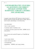 AANP BOARD PRACTICE EXAM 2026 &vert; ALL QUESTIONS AND CORRECT DETAILED ANSWERS WITH RATIONALES &vert; ALREADY A GRADED &vert; NEW AND REVISED