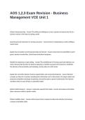 AOS 1&comma;2&comma;3 Exam Revision Questions and Answers - Business Management VCE Unit 1