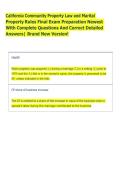 California Community Property Law and Marital  Property Rules Final Exam Preparation Newest  With Complete Questions And Correct Detailed  Answers&vert; Brand New Version&excl;