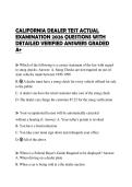 CALIFORNIA DEALER TEST ACTUAL EXAMINATION 2026 QUESTIONS WITH DETAILED VERIFIED ANSWERS GRADED A&plus;