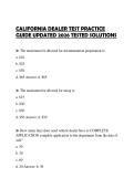 CALIFORNIA DEALER TEST PRACTICE GUIDE UPDATED 2026 TESTED SOLUTIONS
