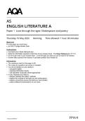 2025 AQA AS English Literature A 7711&sol;1 Paper 1 Love through the ages&colon; Shakespeare and poetry MERGED QUESTION PAPER & MARKSCHEME