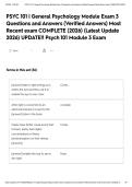 PSYC 101 &vert; General Psychology Module Exam 3 Questions and Answers &lpar;Verified Answers&rpar; Most Recent exam COMPLETE &lpar;2026&rpar; &lpar;Latest Update 2026&rpar; UPDATE&excl;&excl; Psych 101 Module 3 Exam