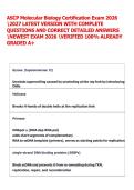 ASCP Molecular Biology Certification Exam 2026  2027 LATEST VERSION WITH COMPLETE  QUESTIONS AND CORRECT DETAILED ANSWERS  NEWEST EXAM 2026 VERIFIED 100&percnt; ALREADY  GRADED A&plus; 