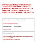 ASCP Molecular Biology Certification Exam  LATEST VERSION WITH COMPLETE  QUESTIONS AND CORRECT DETAILED  ANSWERS NEWEST EXAM 2026 VERIFIED 100&percnt; ALREADY GRADED A&plus;