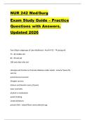 NUR 242 Med&sol;Surg  Exam Study Guide &ndash; Practice  Questions with Answers&period;  Updated 2026 