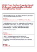 NUR 635 Pharm Final Exam Preparation Newest  With Complete Questions And Correct Detailed  Answers&vert; Brand New Version&excl;