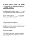 INTRODUCTION TO CRITICAL CARE NURSING 7E FULL SOLUTION 2026 QUESTIONS WITH ANSWERS GRADED A&plus;