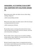MANAGERIAL ACCOUNTING EXAM SCRIPT 2026 QUESTIONS WITH SOLUTIONS GRADED A&plus;