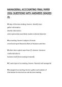 MANAGERIAL ACCOUNTING FINAL PAPER 2026 QUESTIONS WITH ANSWERS GRADED A&plus;