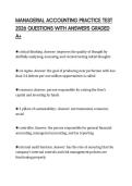 MANAGERIAL ACCOUNTING PRACTICE TEST 2026 QUESTIONS WITH ANSWERS GRADED A&plus;