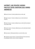 MATERNITY AND PEDIATRIC NURSING PRACTICE TESTED QUESTIONS 2026 VERIFIED ANSWER KEY