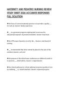 MATERNITY AND PEDIATRIC NURSING REVIEW STUDY SHEET 2026 ACCURATE RESPONSES FULL SOLUTION