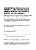 CHES CERTIFIED HEALTH EDUCATION SPECIALIST LATEST TESTBANK ACTUAL EXAMINATION 2026 QUESTIONS WITH CORRECT ANSWERS GRADED A&plus;