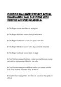 CHIPOTLE MANAGER SERVSAFE ACTUAL EXAMINATION 2026 QUESTIONS WITH VERIFIED ANSWERS GRADED A&plus;