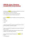 HRM 458 --Exam 1 Questions Complete With Correct Answers&vert;100&percnt; pass