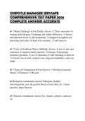 CHIPOTLE MANAGER SERVSAFE COMPREHENSIVE TEST PAPER 2026 COMPLETE ANSWERS ACCURATE