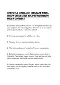 CHIPOTLE MANAGER SERVSAFE FINAL STUDY GUIDE 2026 SOLVED QUESTIONS FULLY CORRECT