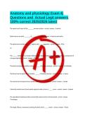 Anatomy and physiology Exam 4&vert; Questions and  Actual Legit answers 100&percnt; correct 2025&sol;2026 latest