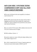 MATH 225N WEEK 7 HYPOTHESIS TESTING COMPREHENSIVE SCRIPT 2026 FULL STUDY GUIDE COMPLETE RESPONSES