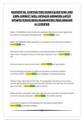 RESIDENTIAL CONTRACTERS EXAM&vert;QUESTIONS AND 100&percnt; CORRECT WELL DETAILED ANSWERS&vert;LATEST UPDATE&excl;&excl;&excl;&excl;2025&sol;2026&vert;GUARANTEED PASS&vert;GRADED A&plus;&vert;VERIFIED