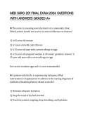 MED SURG 201 FINAL EXAM 2026 QUESTIONS WITH ANSWERS GRADED A&plus;