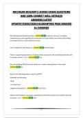 MICHIGAN BUILDER&rsquo;S LICENSE EXAM&vert;QUESTIONS AND 100&percnt; CORRECT WELL DETAILED ANSWERS&vert;LATEST UPDATE&excl;&excl;&excl;&excl;2025&sol;2026&vert;GUARANTEED PASS&vert;GRADED A&plus;&vert;VERIFIED