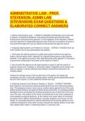 ADMINISTRATIVE LAW - PROF&period; STEVENSON&comma; ADMIN LAW &lpar;STEVENSON&rpar; EXAM QUESTIONS & ELABORATED CORRECT ANSWERS